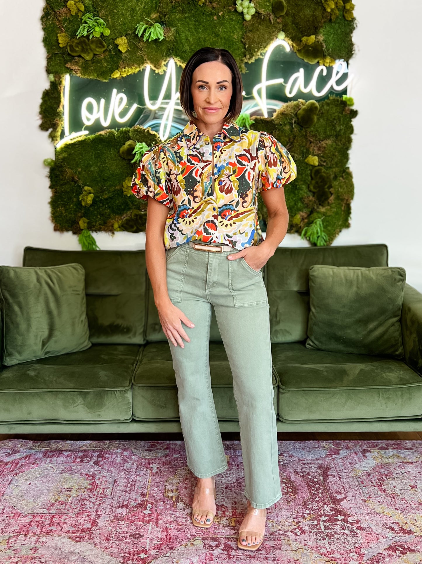 Yellow Multi Floral Print Puffed Sleeve Blouse
