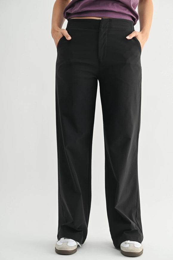 Black Breezebound Wide Leg Pants
