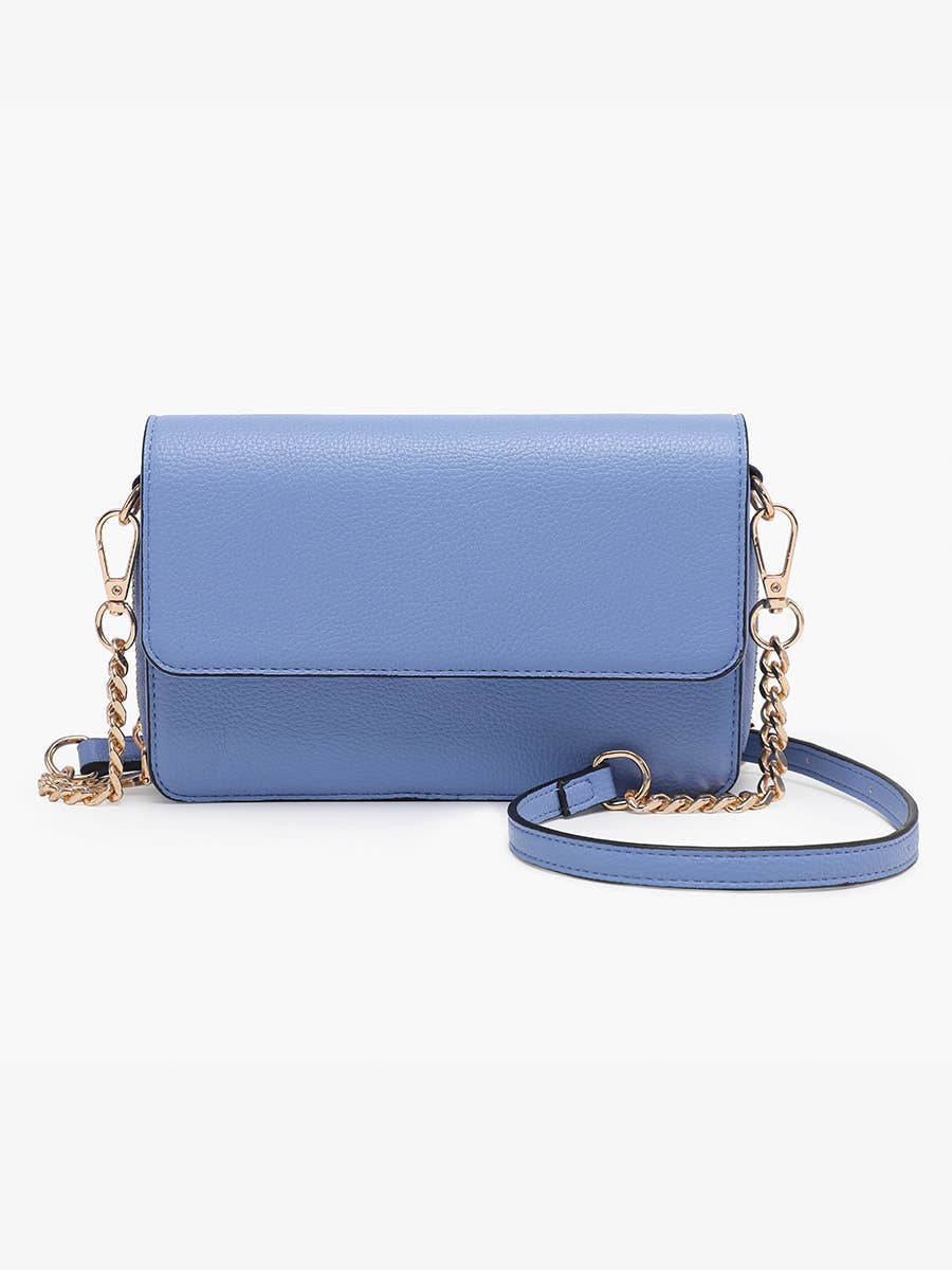 Lauryn Flapover Crossbody w/ Chain Strap: Dark Slate