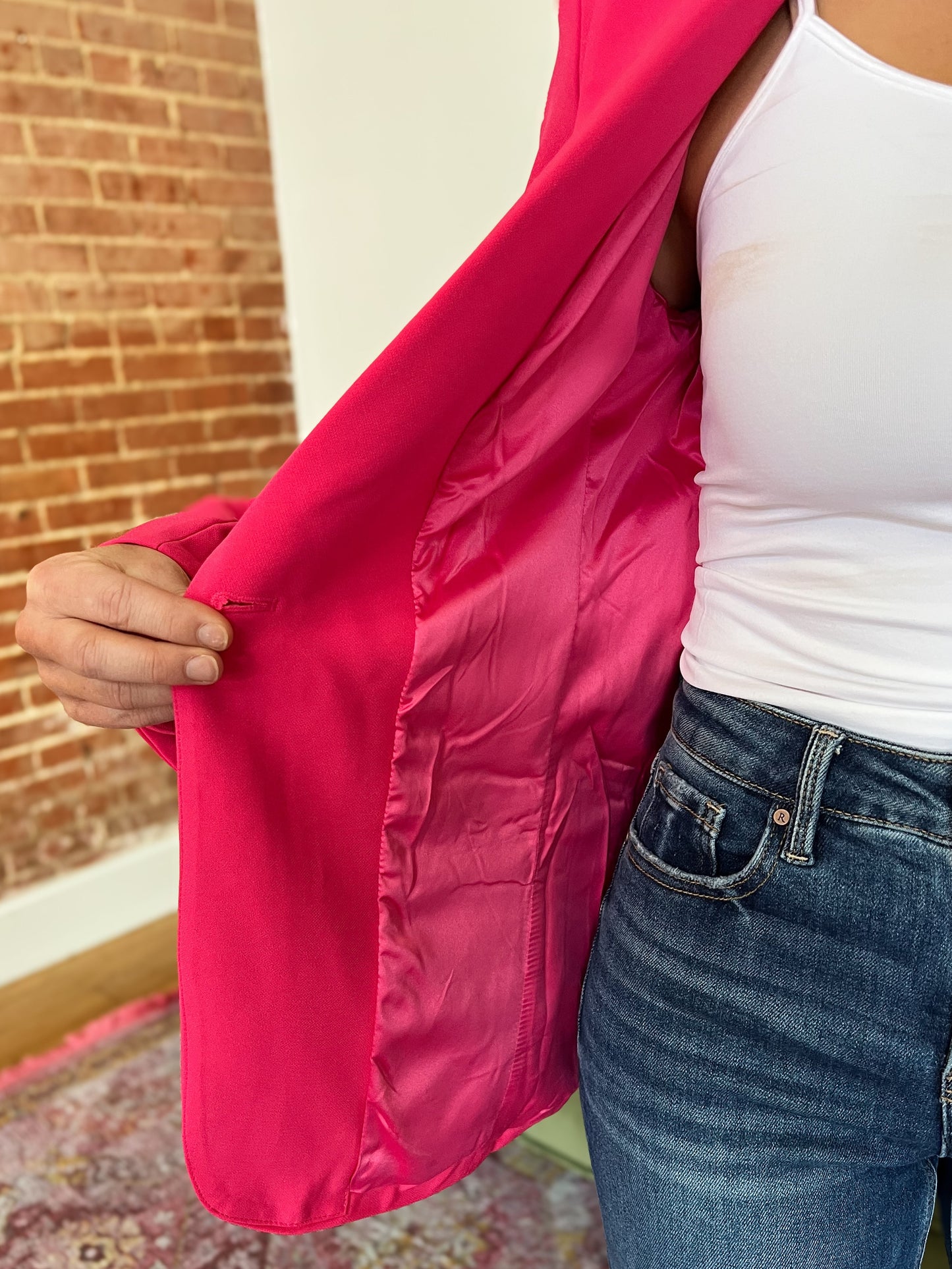 Fuchsia Fitted Notch Lapel Blazer