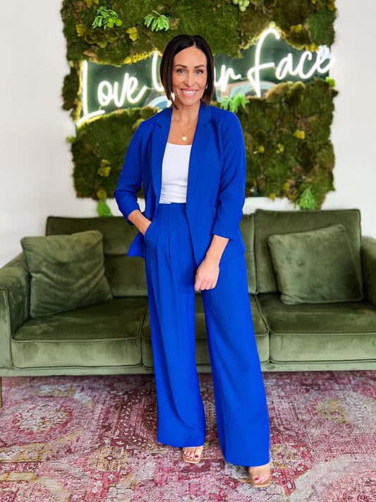 Royal Blue High Waist Wide Leg Pants