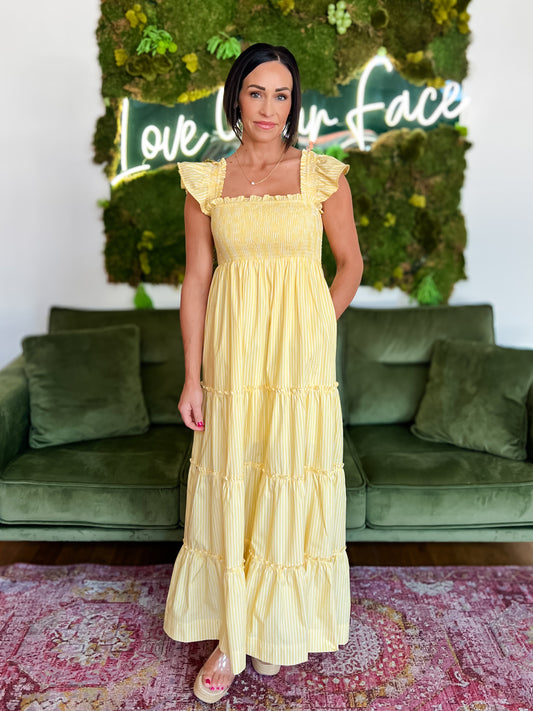 Yellow/ White Striped Maxi