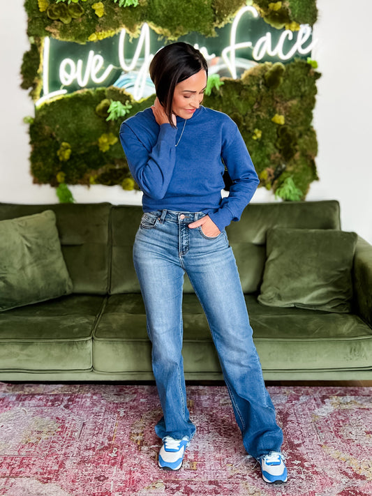 Sodalite Blue Cropped Fleece Pullover