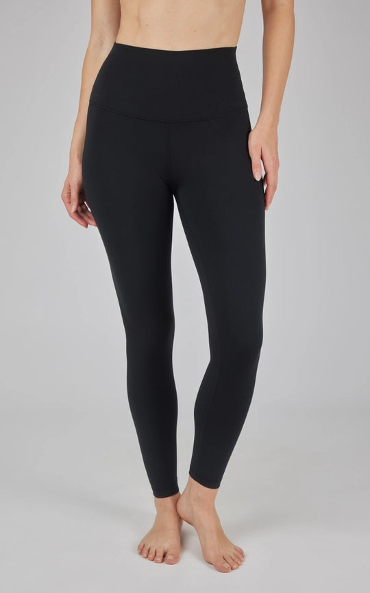 Black Lux Ribbed Leggings