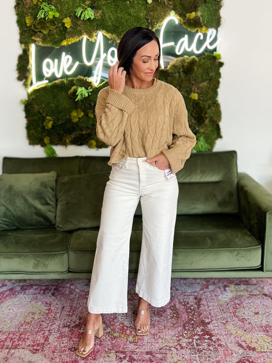 Peanut Cable Knit Cropped Sweater