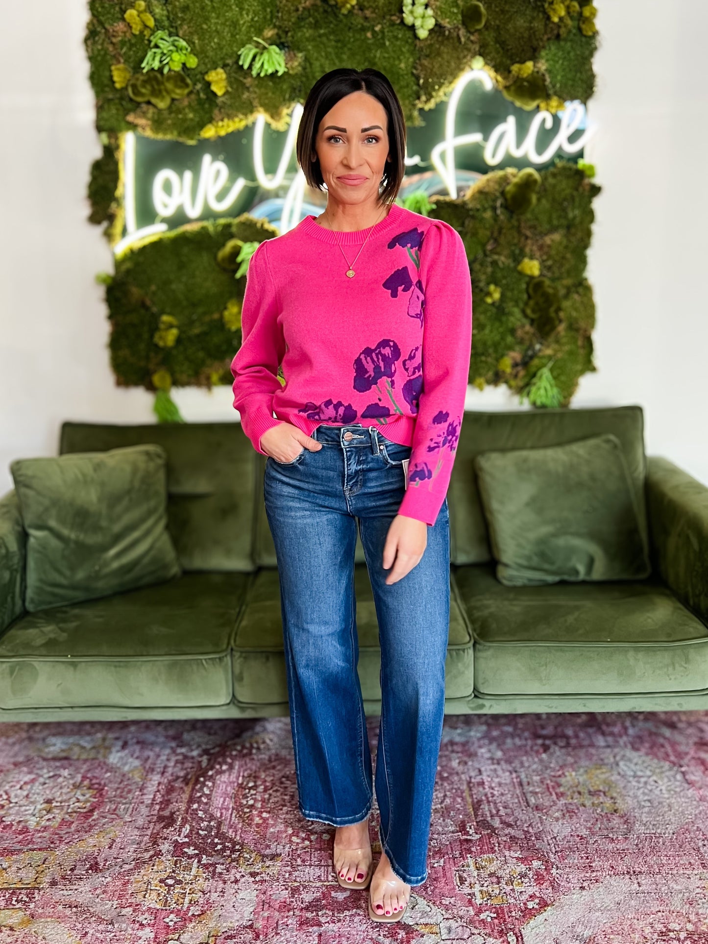 Fuchsia Floral Sweater