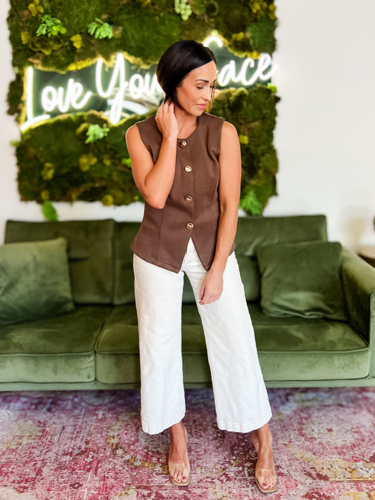 Brown Button Down Knit Vest