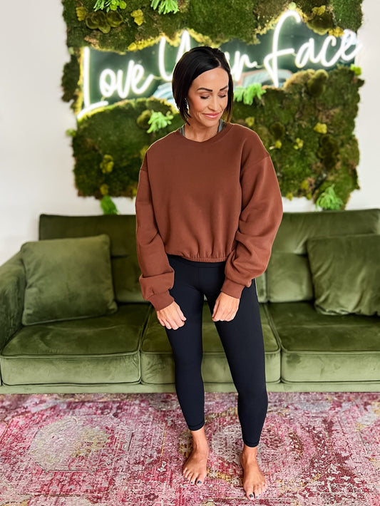 Chestnut Elastic Waist Sweatshirt