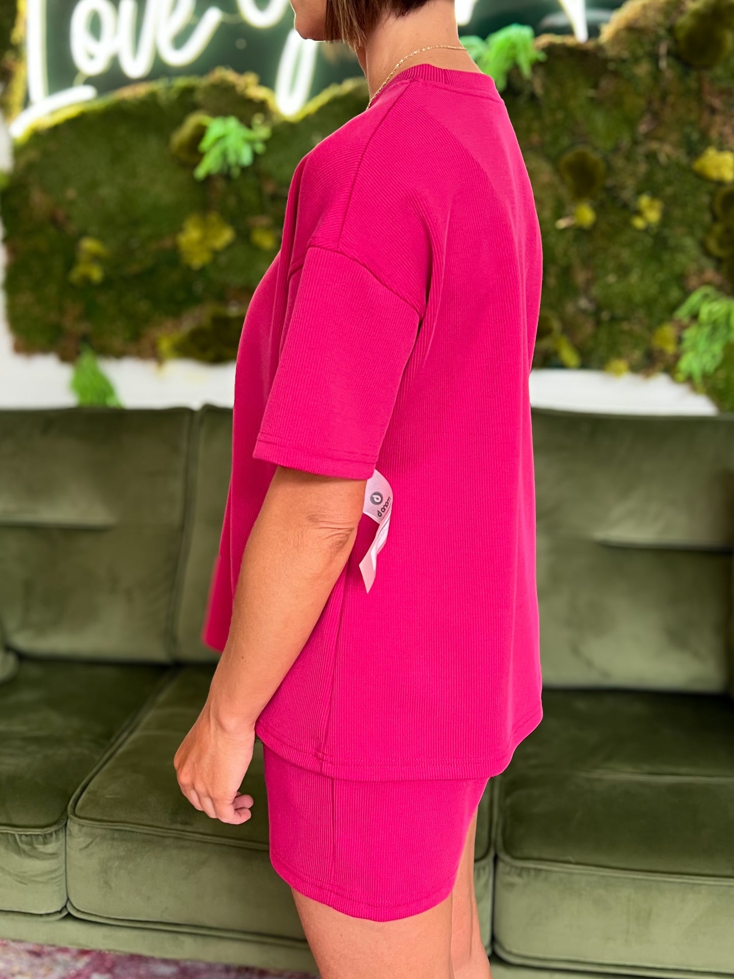 Plum Pink Luxe Ribbed Shorts Set