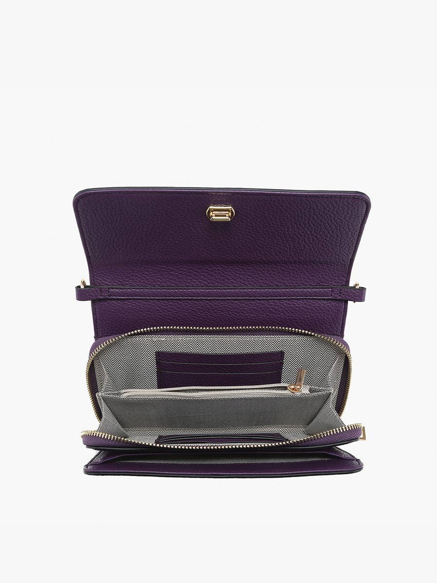 Lauryn Flapover Crossbody w/ Chain Strap: Dark Slate