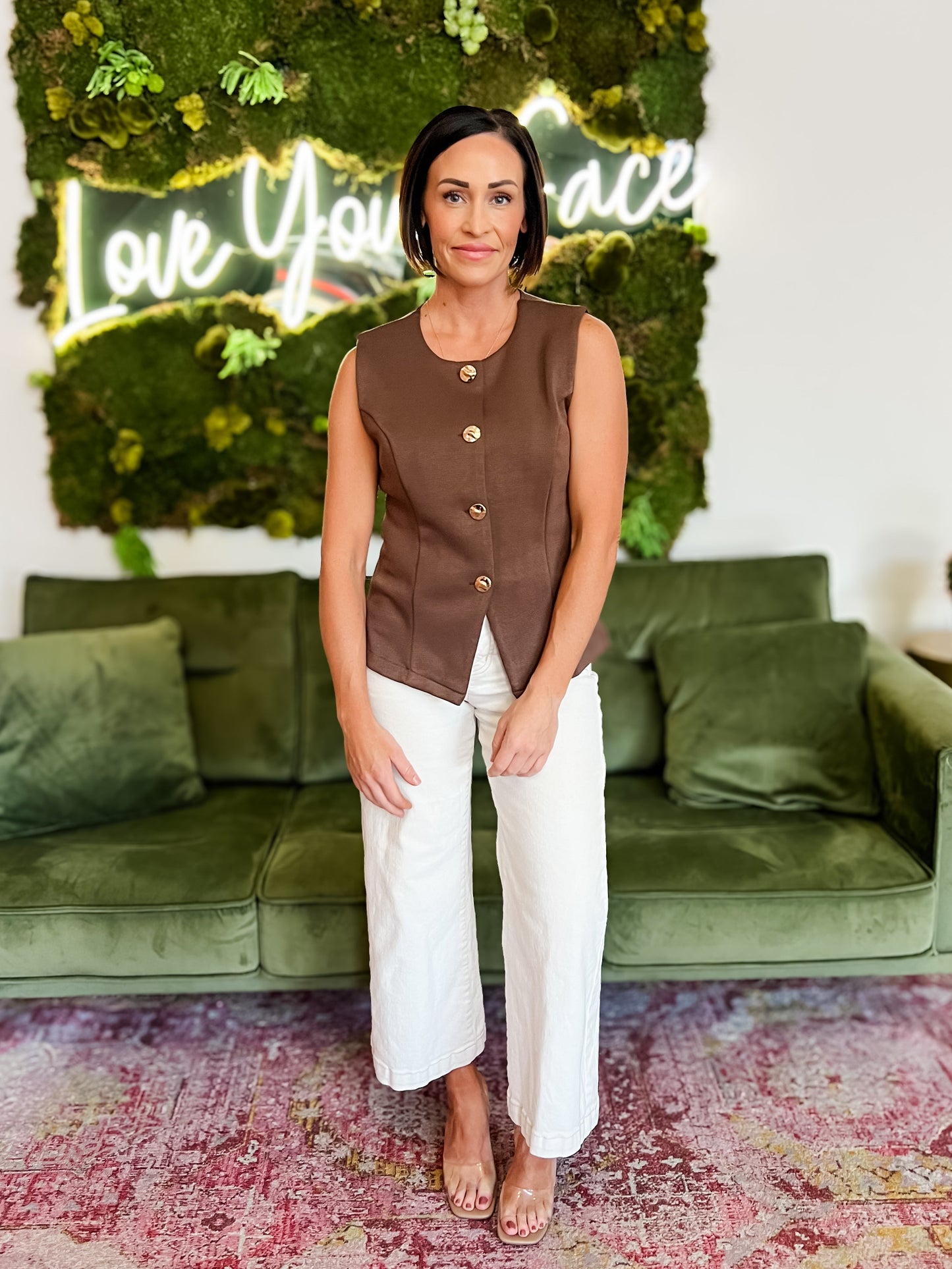 Brown Button Down Knit Vest