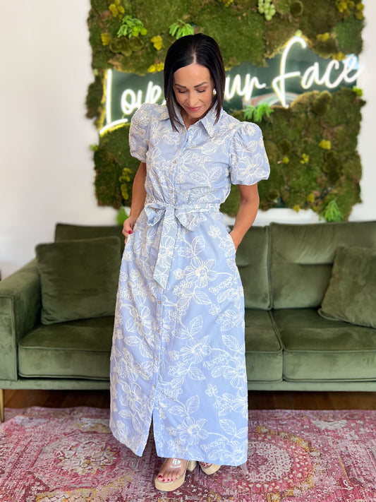 Bluebell Garden Stripe Embroidered Maxi Dress