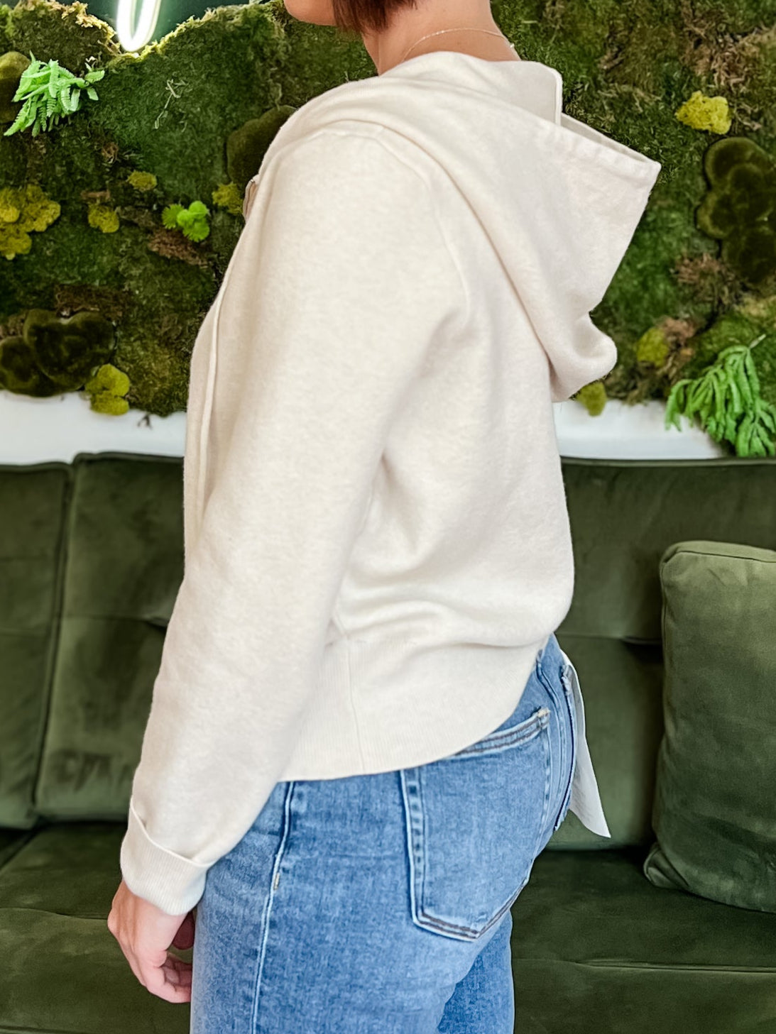 Almond Hoodie Zip Up Sweater