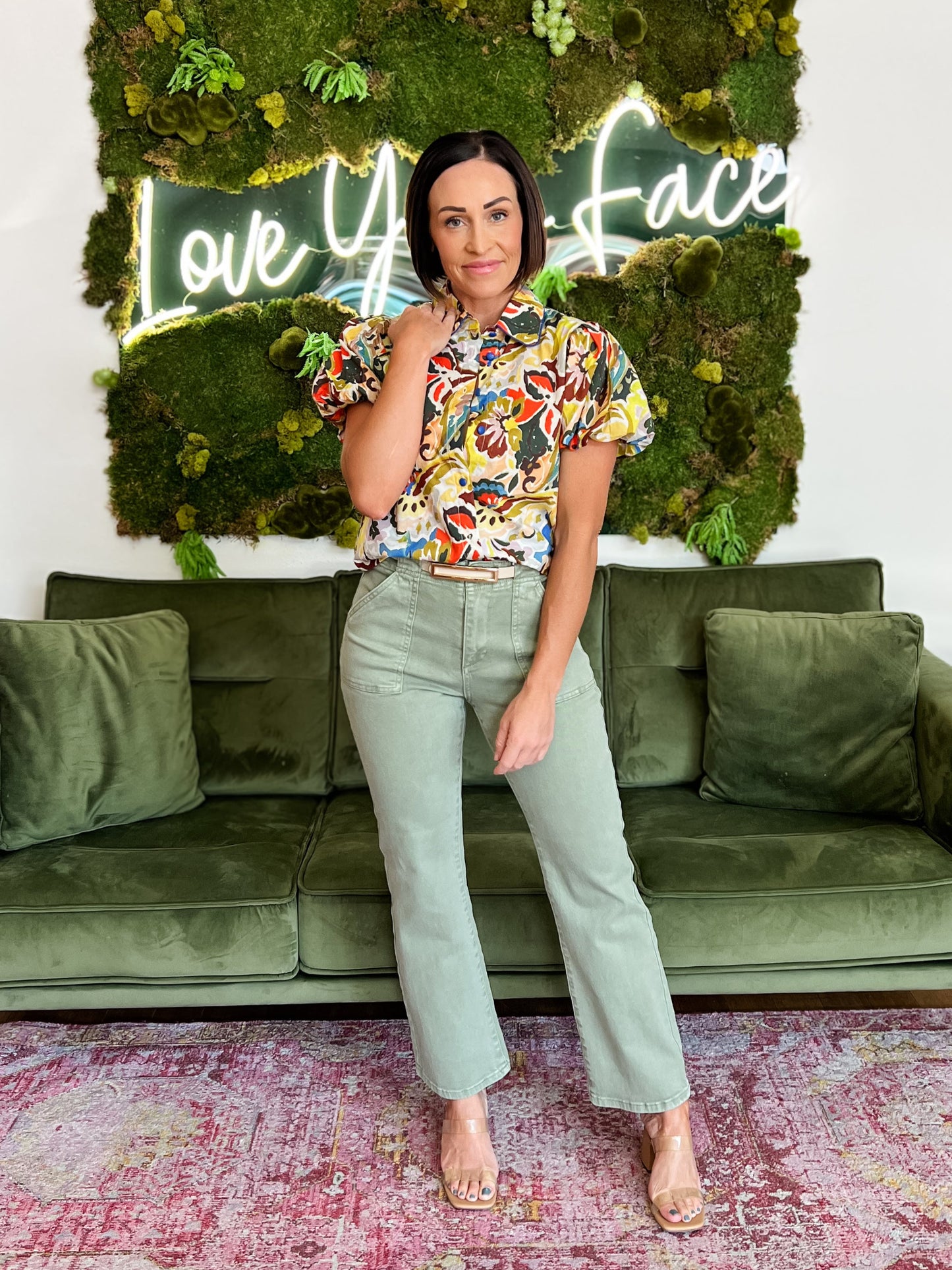 Yellow Multi Floral Print Puffed Sleeve Blouse