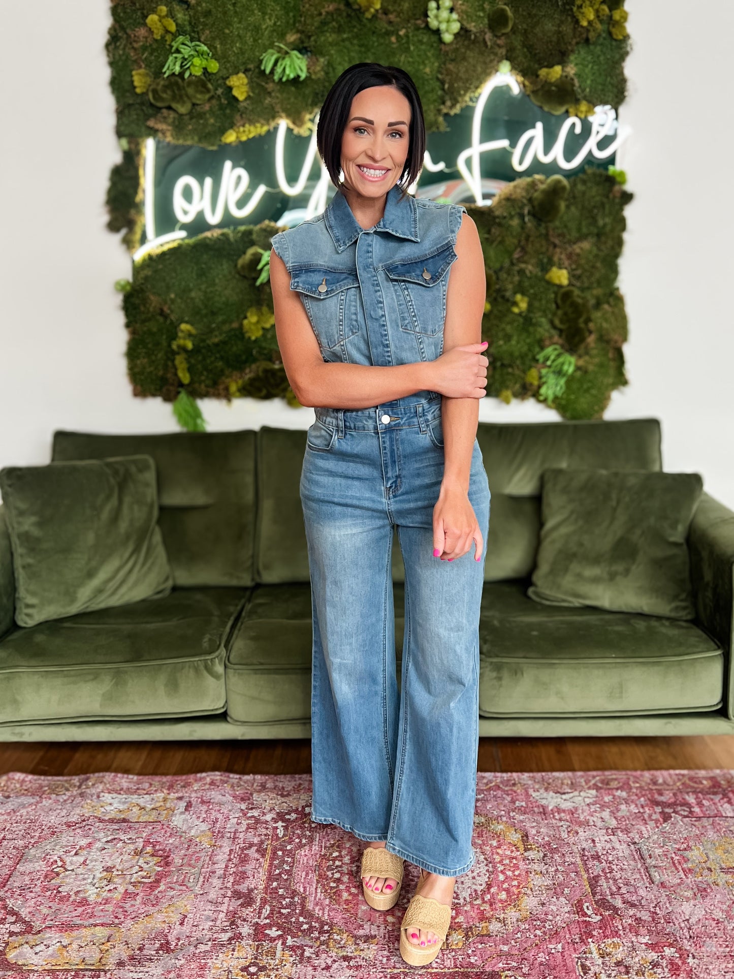 Sleeveless Denim Jumpsuit
