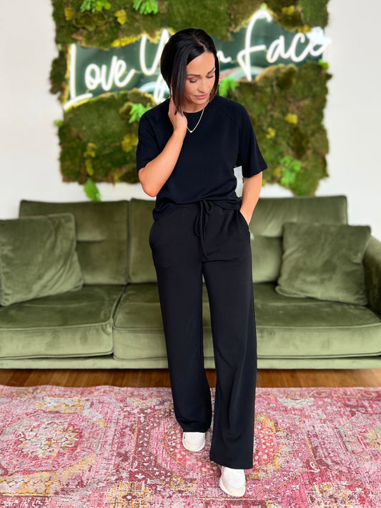 Black Laguna Wide Leg Pant Set