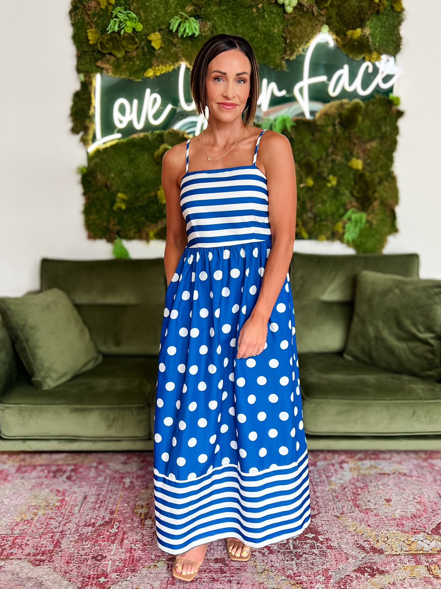 Blue Striped/ Polka Dot Maxi