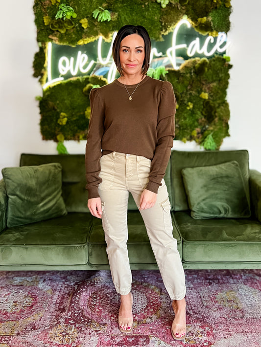 Chocolate Puff Sleeve Sweater