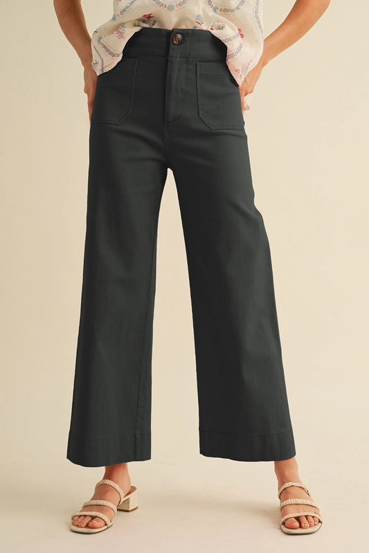 Black Patch Pocket Wide Leg Pants