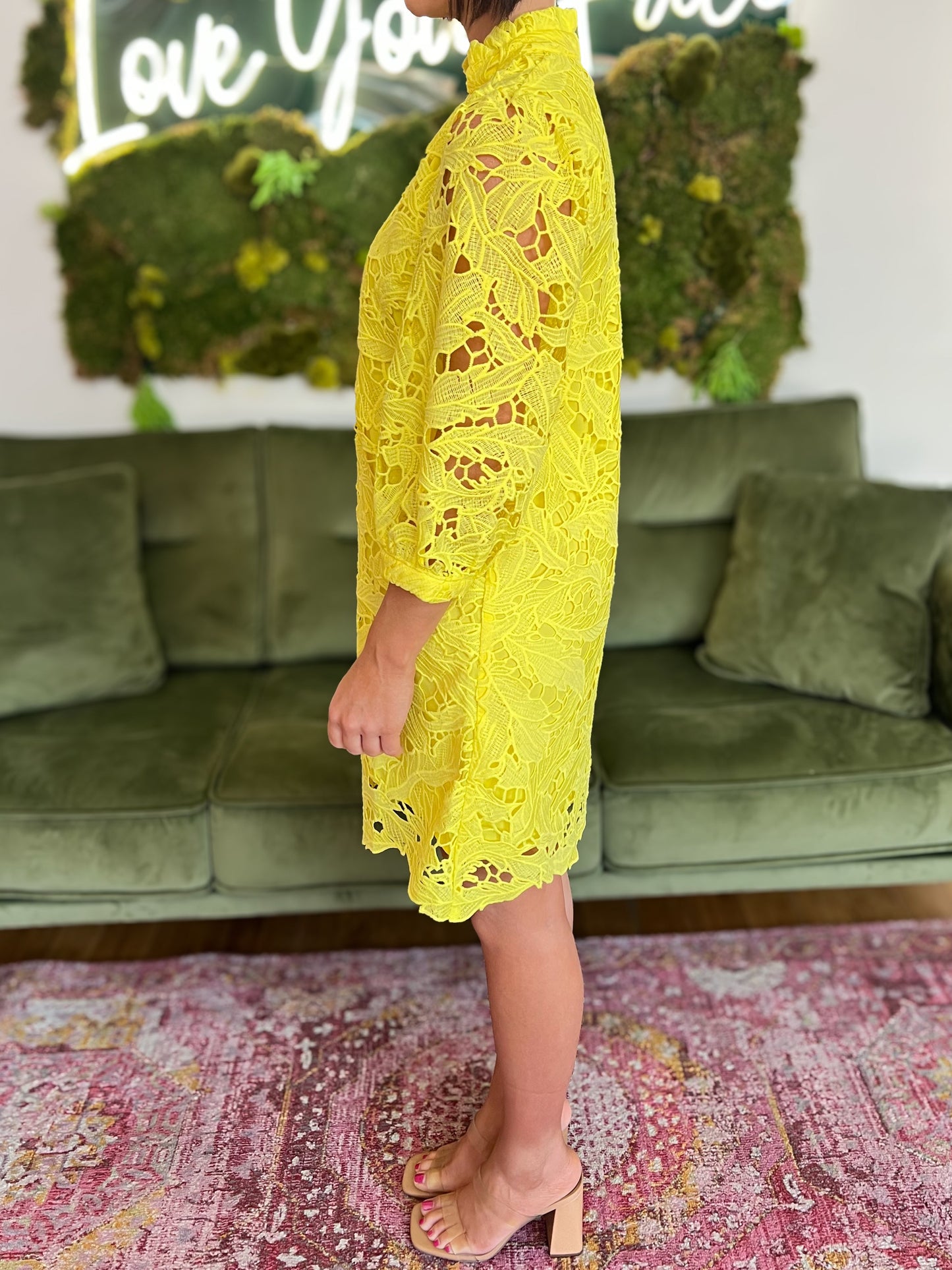 Lemon Bloom Lace Dress