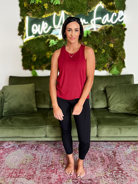 Maroon Laser Cut Active Tank