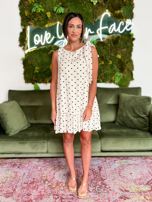 Cream/ Black Polka Dot Mini Dress