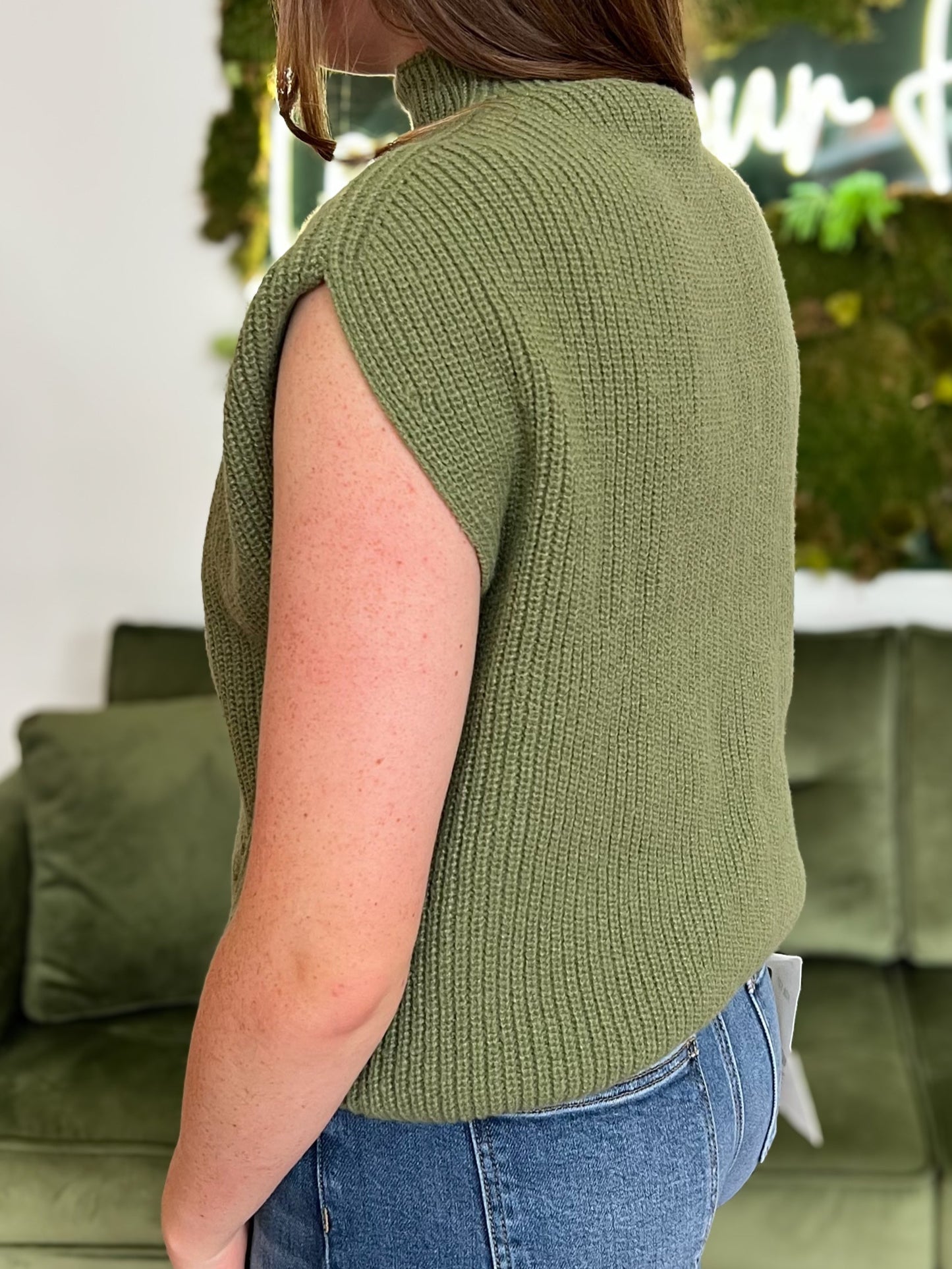 Olive Turtleneck Sweater Vest