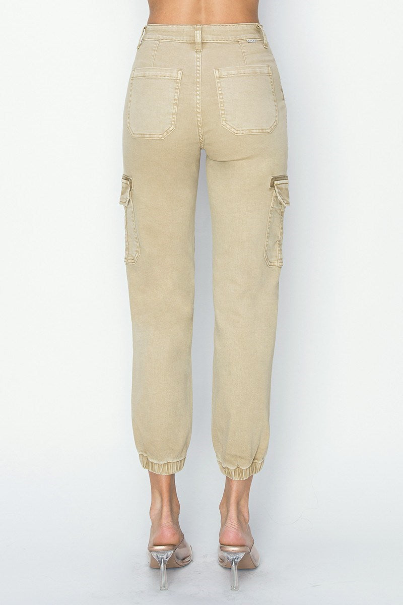 Stone High Rise Crop Jogger-Cargo Pants