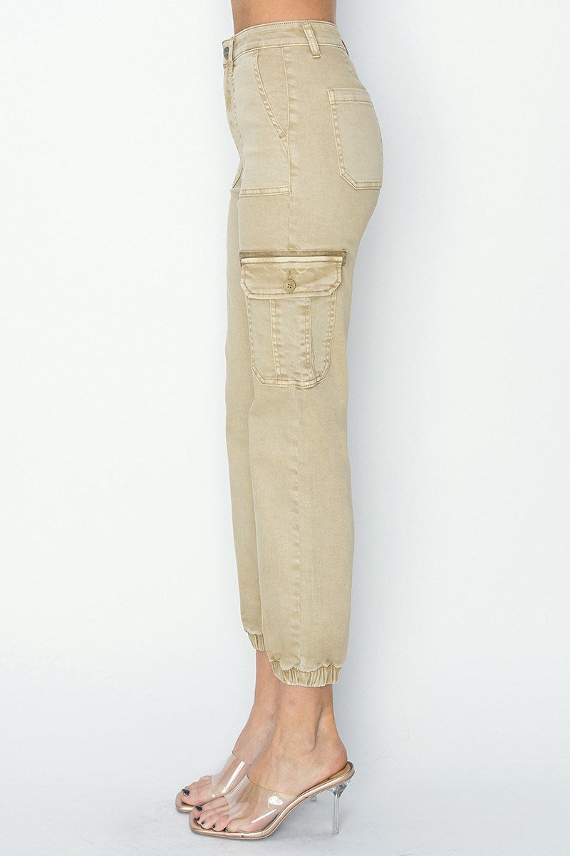 Stone High Rise Crop Jogger-Cargo Pants