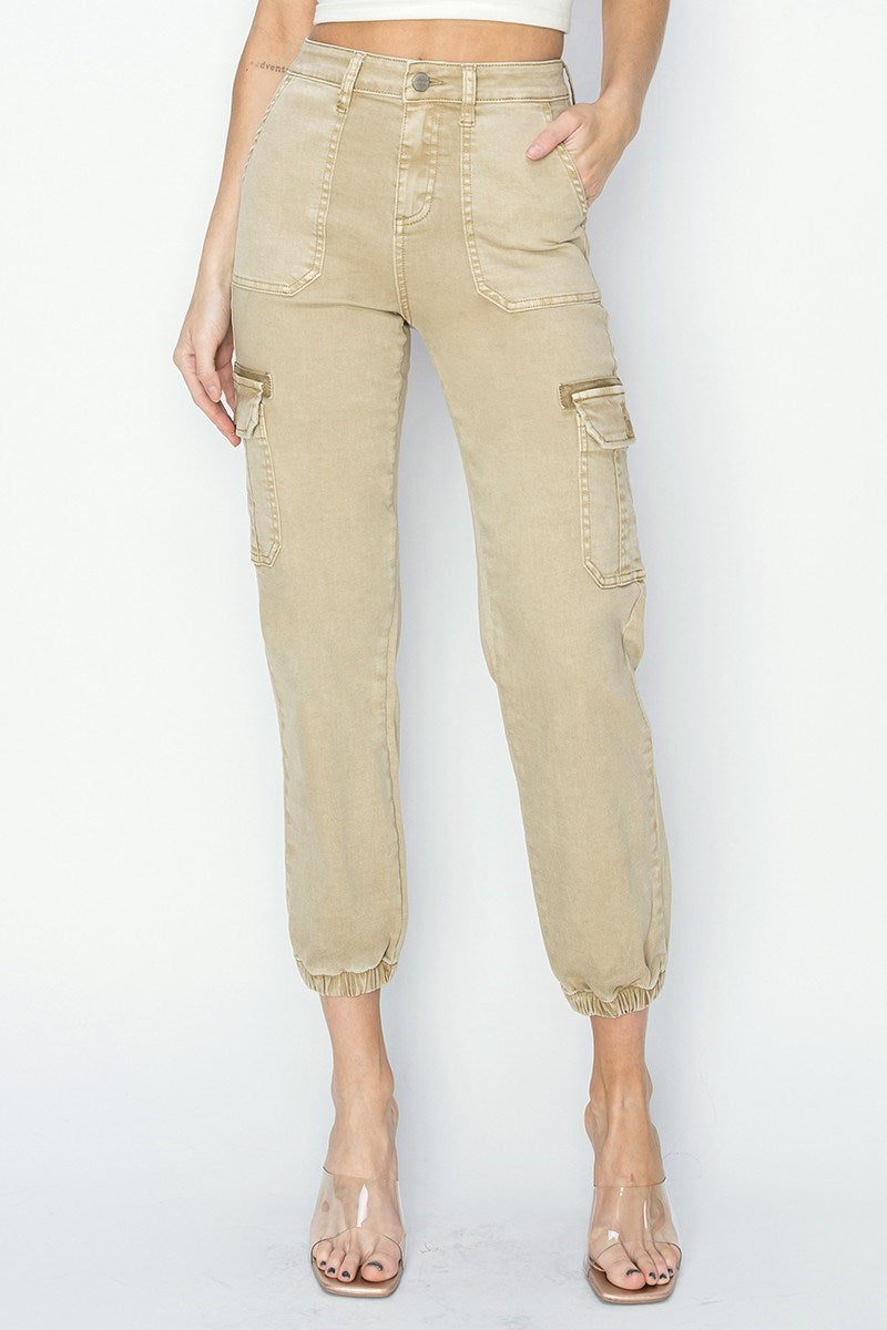 Stone High Rise Crop Jogger-Cargo Pants