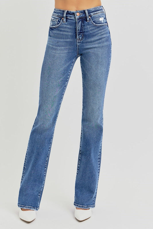Dark Wash High Rise Straight Leg Jeans