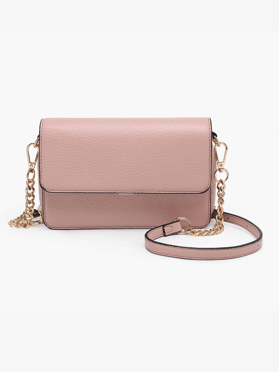 Lauryn Flapover Crossbody w/ Chain Strap: Dark Slate