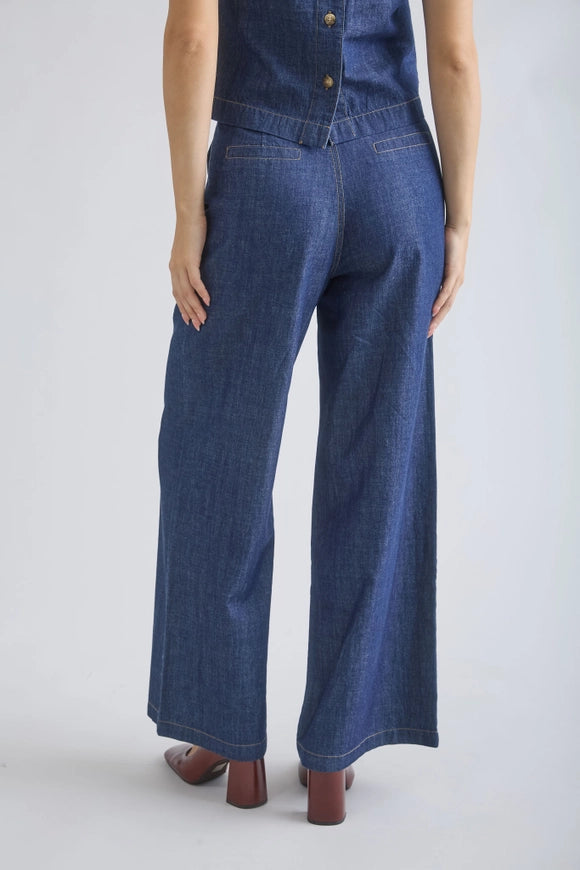 Dark Denim High Waist Wide Leg Pants