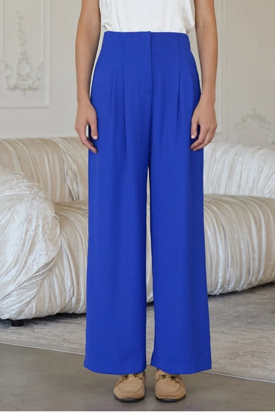 Royal Blue High Waist Wide Leg Pants