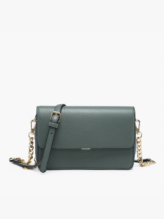 Lauryn Flapover Crossbody w/ Chain Strap: Dark Slate